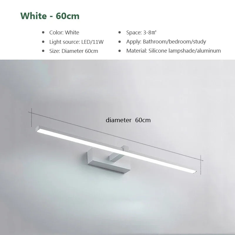 Modern LED Wall Light – Aluminum Vanity Mirror Lamp for Bathroom Makeup