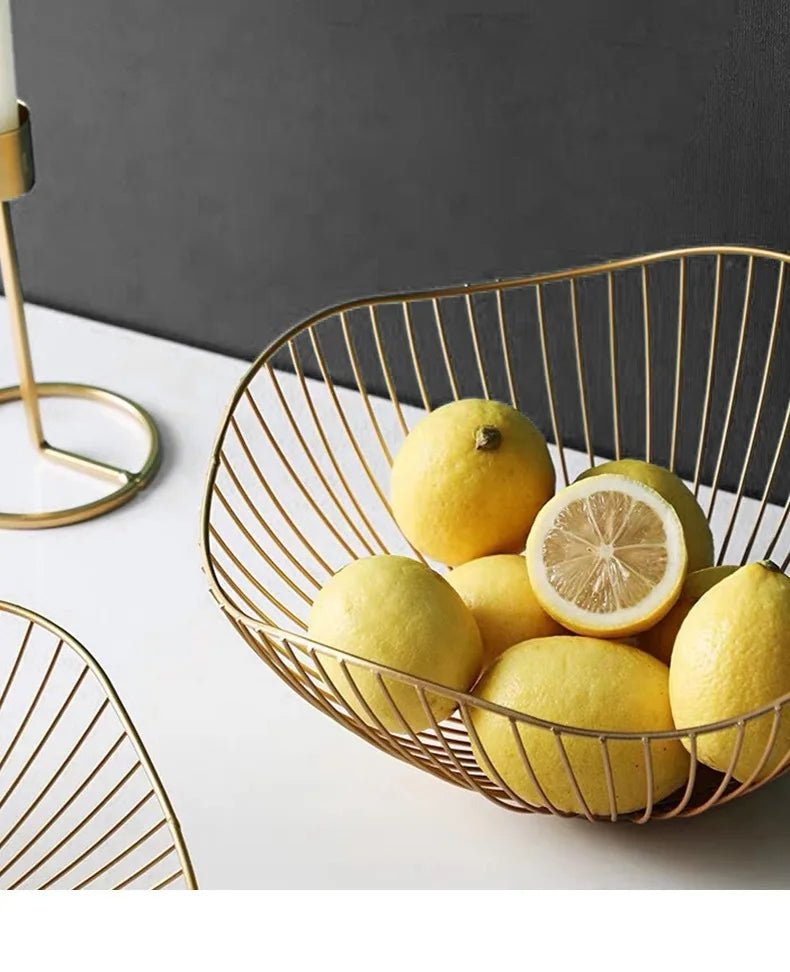 Modern Iron Fruit Basket – Decorative Wire Storage Bowl for Home Kitchen