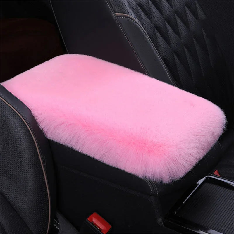 Plush Car Armrest Cover – Soft Warm Console Cushion for Winter Interior