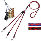 Adjustable Nylon Triple Dog Leash – No-Tangle 3 Way Lead for Walking Pets