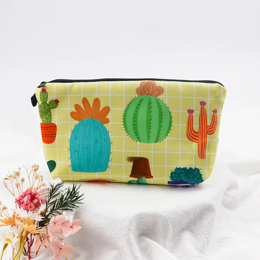 Floral Zipper Makeup Bag – Portable Travel Cosmetic Organizer for Women