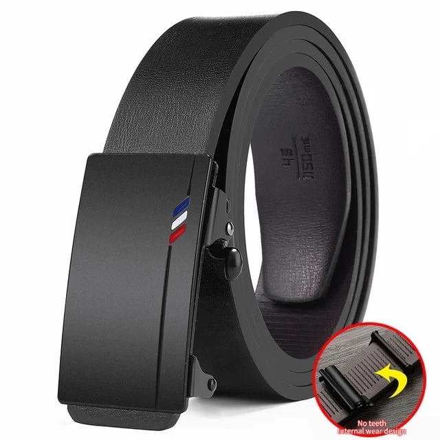 Genuine Leather Automatic Belt – Luxury Metal Buckle Strap for Men