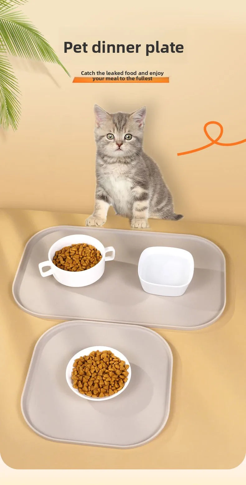 Silicone Cat Feeding Mat – Non-Slip Waterproof Tray for Pet Food Bowls
