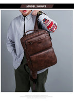 Split Leather Laptop Backpack – Large 14 Inch Travel Bag for Men