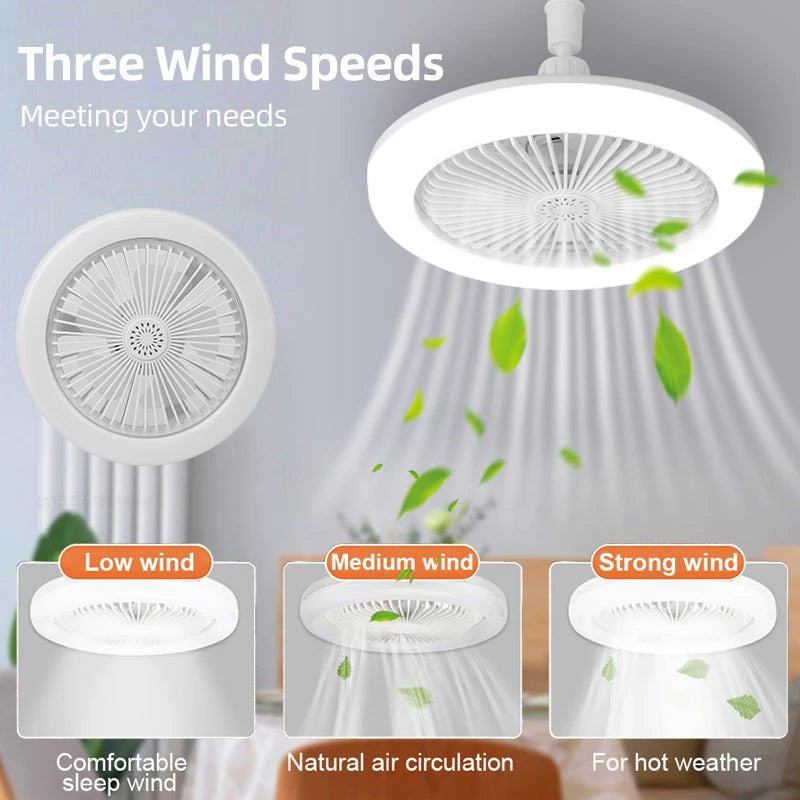 Silent Ceiling Fan Light – Remote Controlled E27 Lamp for Bedroom Living Room