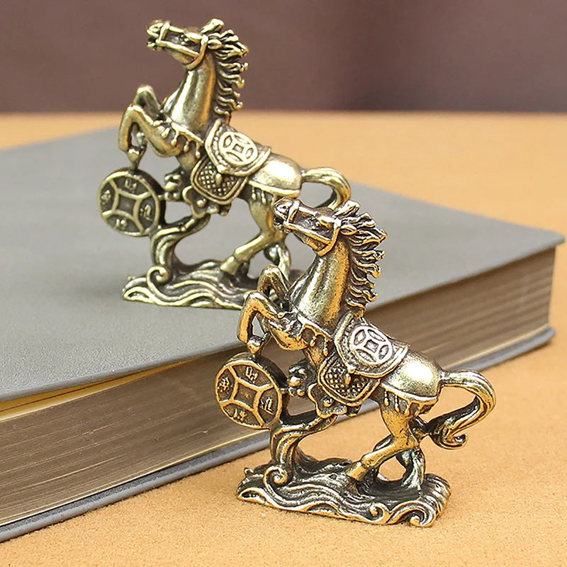 Brass Horse Coin Statue – Feng Shui Figurine for Home and Office Decor