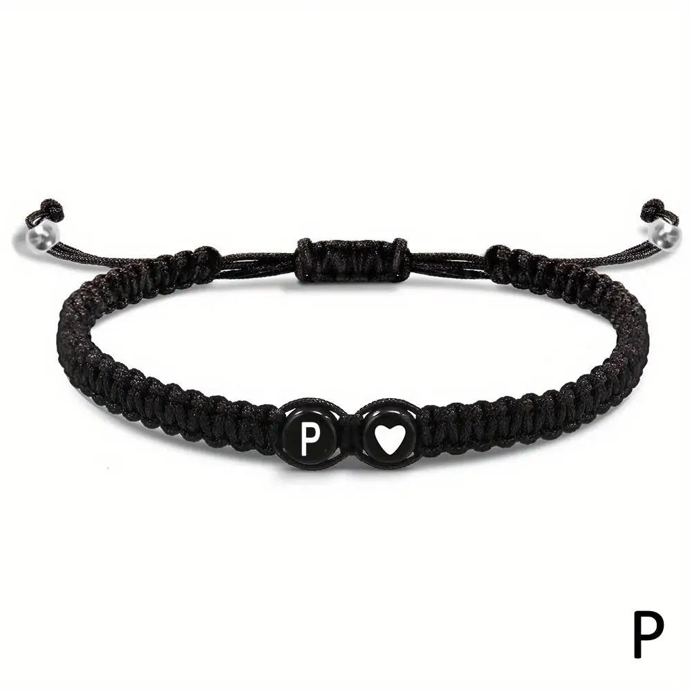 Initial Heart Braided Bracelet – Adjustable A-Z Friendship Jewelry for Gifts