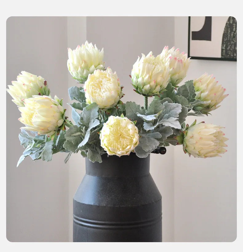 Artificial King Protea Flower – 25 Inch Faux Botanical for Home Wedding Decor