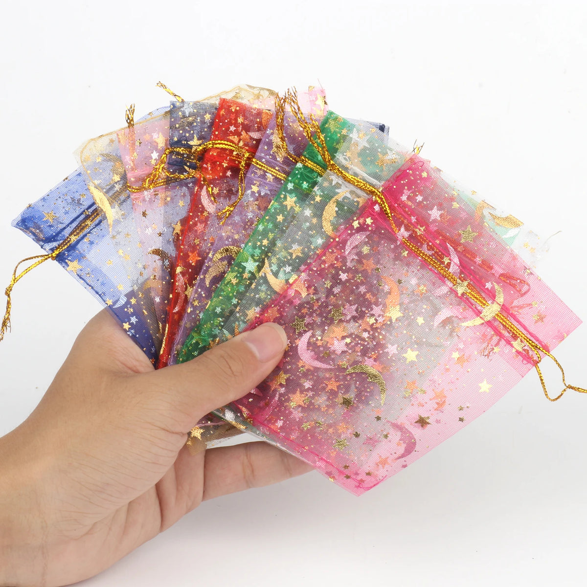 Star Moon Organza Drawstring Bags – Gift Packaging for Jewelry and Weddings