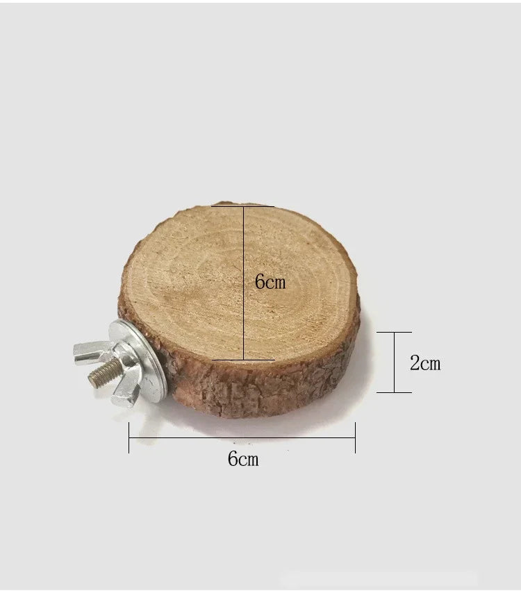 Wooden Pet Perch Platform – Natural Branch Stand for Bird and Hamster Cages