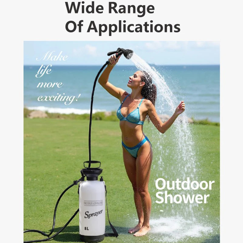 Portable Manual Camping Shower – 3/5/8L Pump for Pet Bath and Car Wash