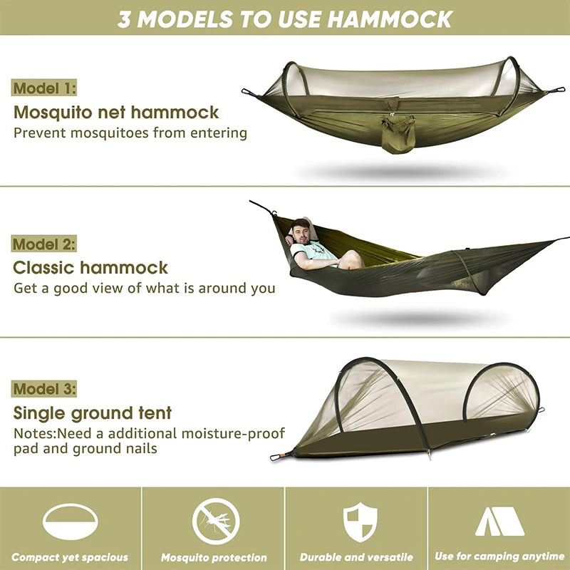 Camping Hammock – Quick Opening with Mosquito Net for Outdoor Sleeping