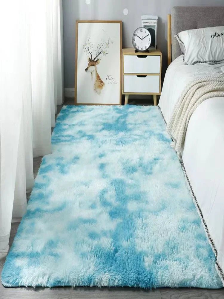 Silk Wool Shaggy Area Rug – Non-Slip Soft Plush Mat for Bedroom Decor