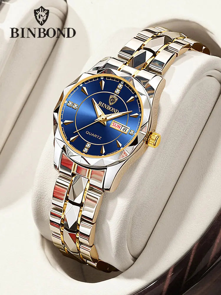 Stainless Steel Quartz Watch – Waterproof Luminous Accessory for Women