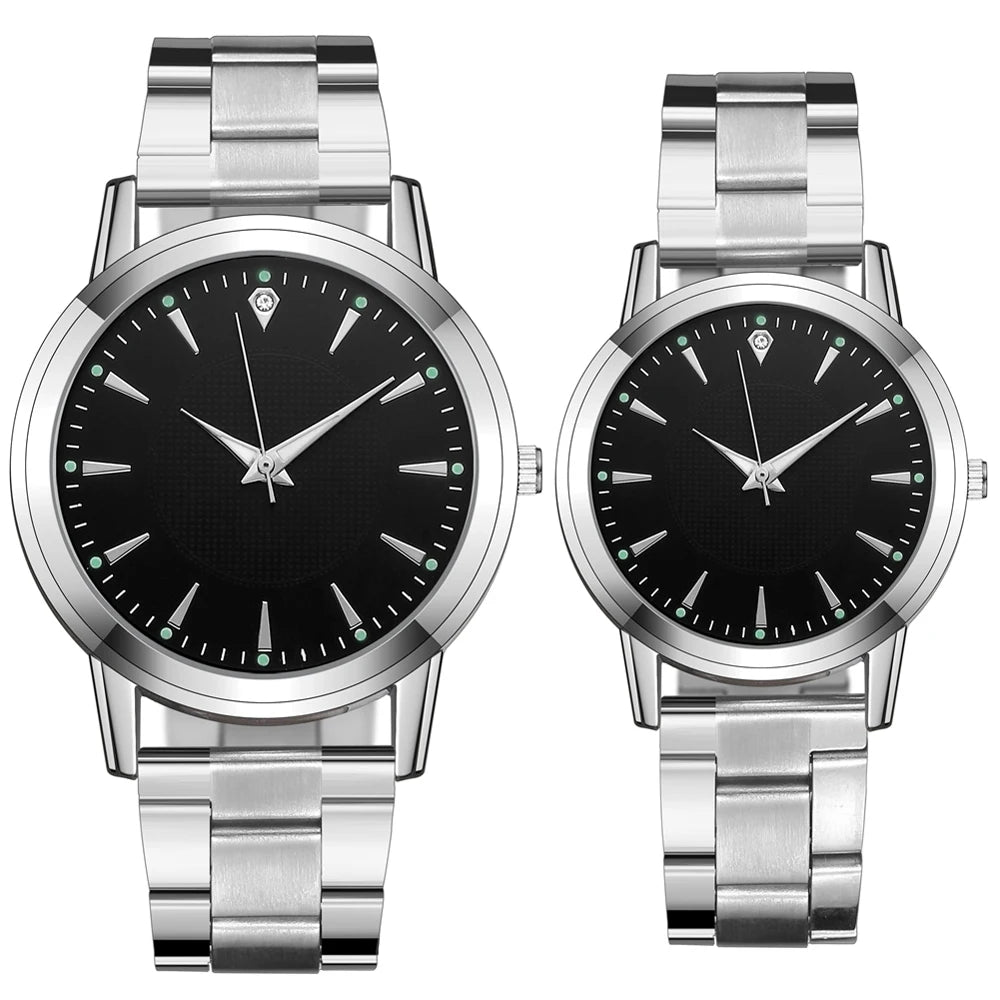 Stainless Steel Couple Watch – Silver Mesh Quartz for Fashion Accessories