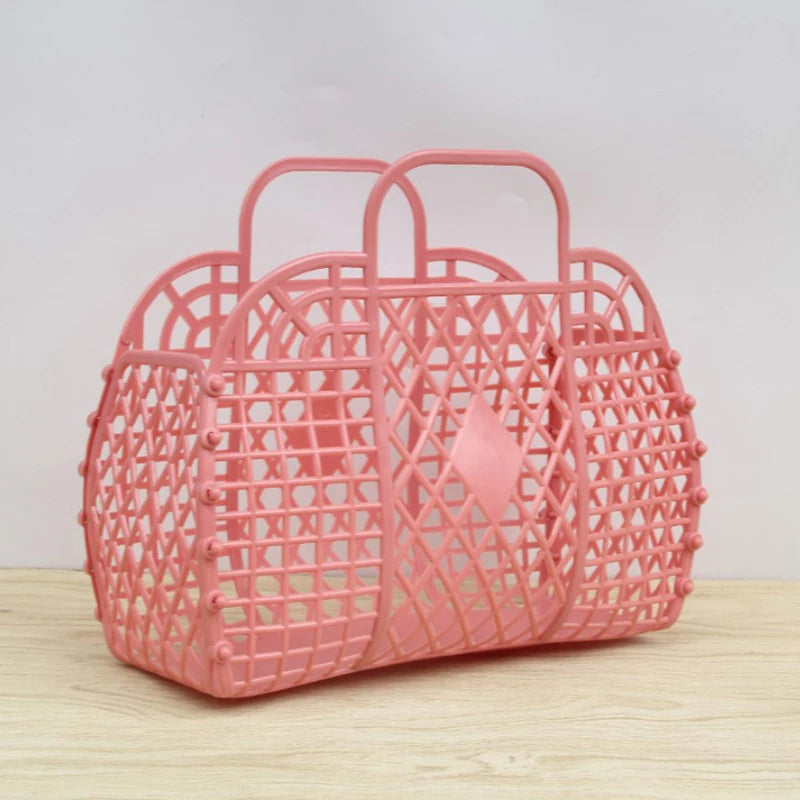 Foldable Mesh Laundry Basket – Portable Plastic Bin for Bathroom Organization
