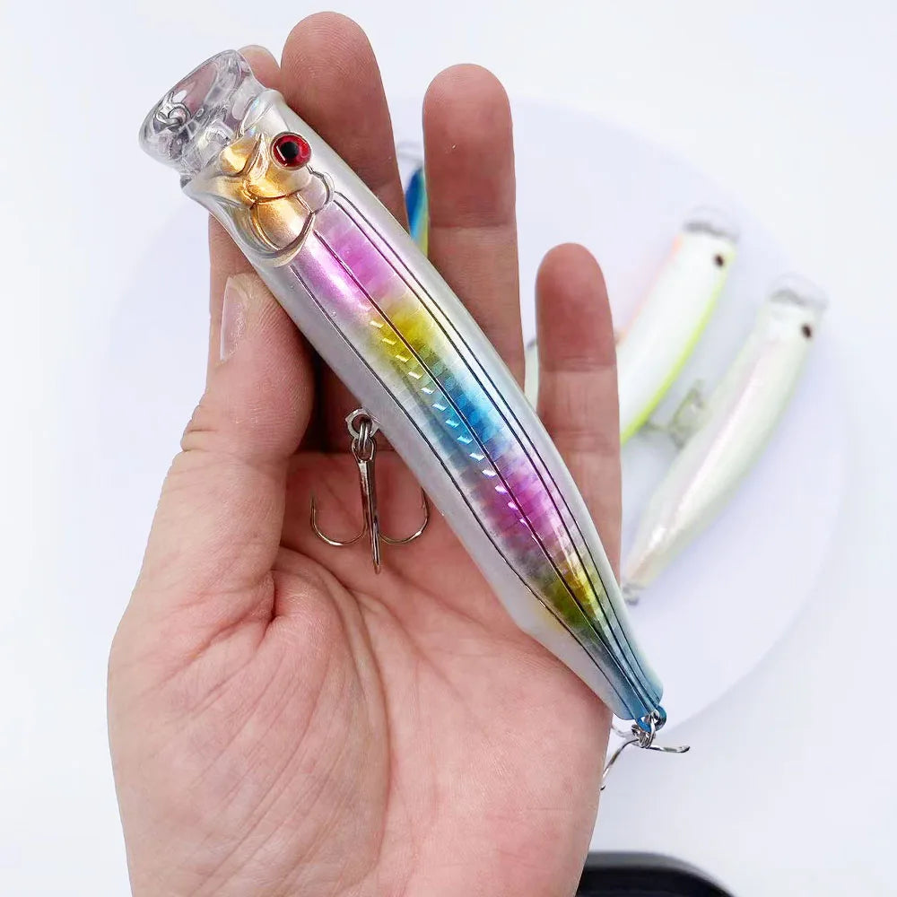 Reinforced Popper Fishing Lure – 28g Wire-Integrated Bait for Seabass Casting