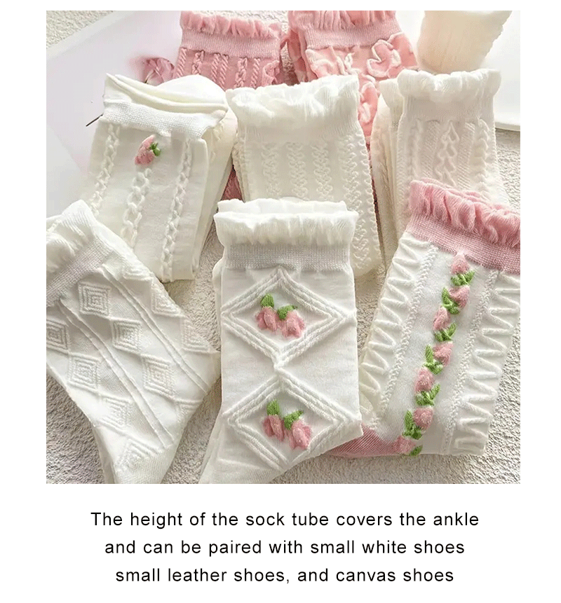 Lace Ruffled Mid-Tube Socks – Soft Harajuku Lolita Style for Winter Fashion