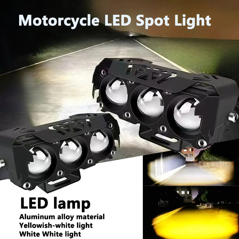 Dual Color LED Spotlights – Hi/Low Beam Fog Lamps for Motorcycles and SUVs