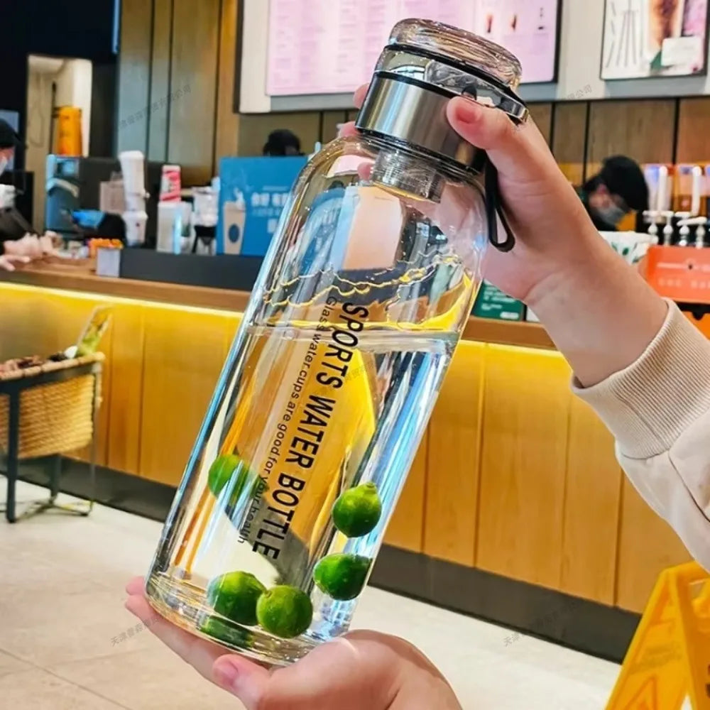 Large Capacity Glass Water Bottle – Transparent Milk Juice Cup for Outdoor Sports