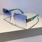 Oversized Rimless Square Sunglasses – Gradient Fashion Eyewear for Women