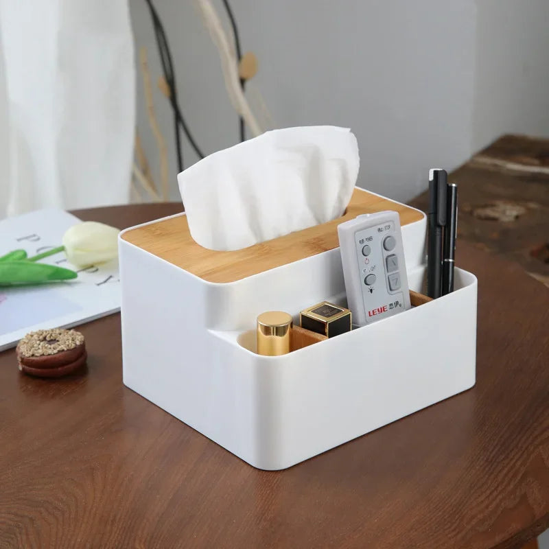 Multi-Function Desk Organizer – Remote and Tissue Storage for Home Office