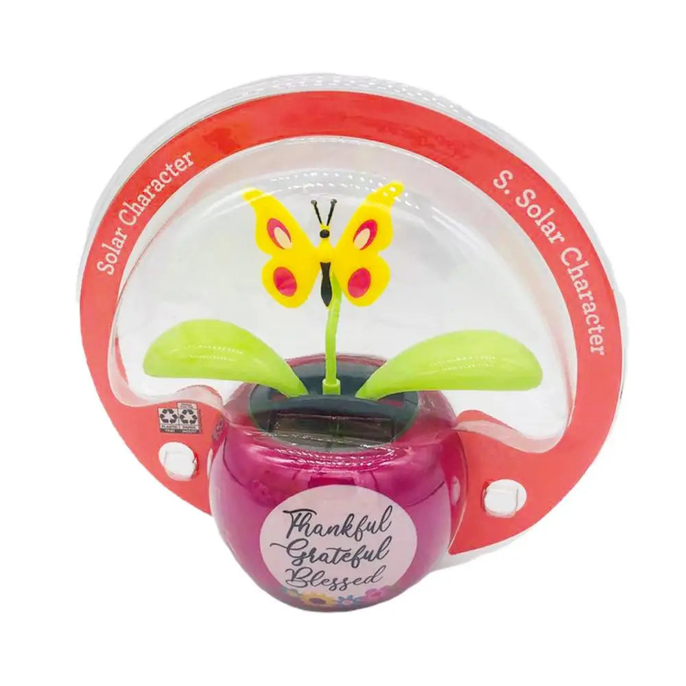 Solar Dancing Sunflower and Butterfly – Dashboard Figurine for Desk Decor