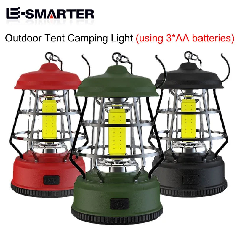 Retro LED Tent Lantern – Portable Hanging Lamp for Outdoor Camping