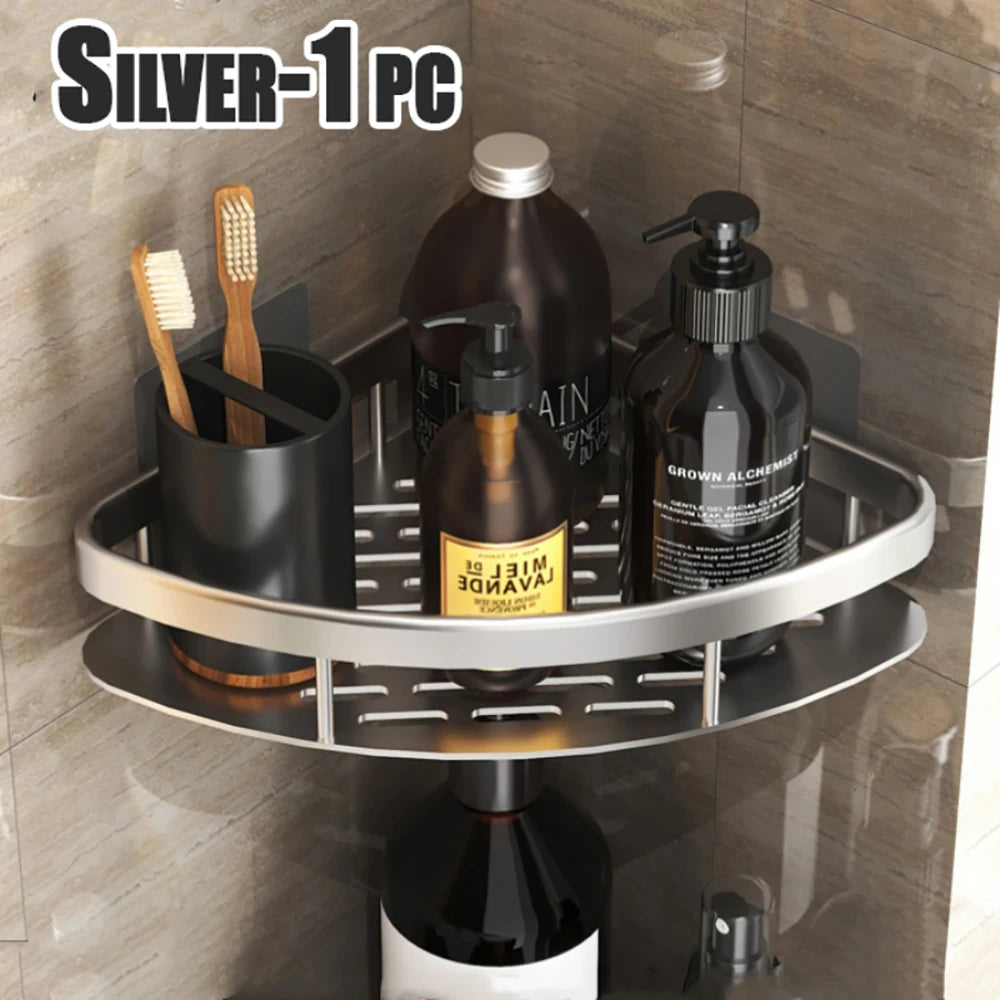 Adhesive Corner Shower Shelf – No Drill Wall Storage for Bathroom Organization