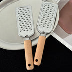 Stainless Steel Cheese Grater – Wooden Handle Tool for Kitchen Baking