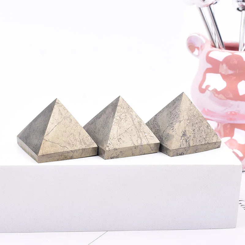Natural Pyrite Crystal Pyramid – Polished Energy Tower for Home Decor Gifts