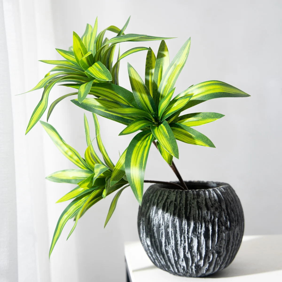 Artificial Palm Bamboo Branch – 36cm Tropical Potted Plant for Home Decor