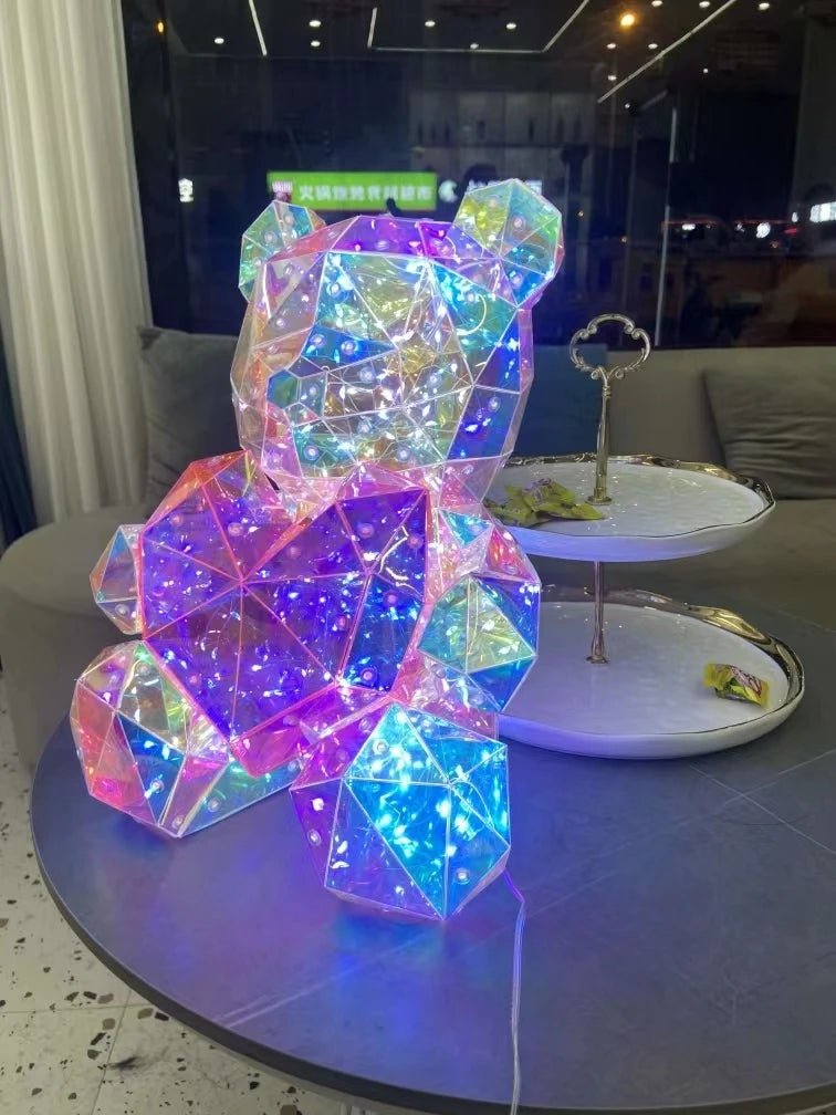 LED Teddy Bear Night Light – 30cm Colorful Plush Gift for Bedroom Decor