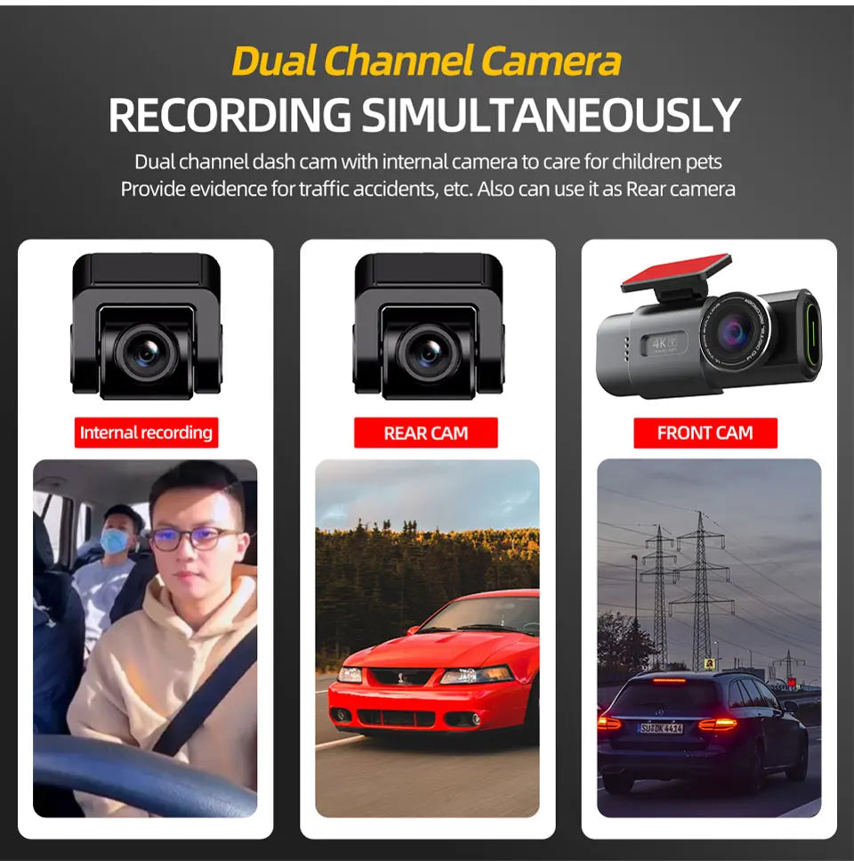 4K WiFi Dash Cam – GPS Night Vision Car DVR for Vehicle Security