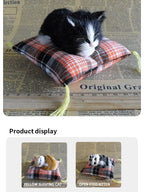 Realistic Plush Cat Figurine – Sleeping Animal Ornament for Desktop Decor