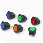 Round Rocker Switch – 12V 220V LED Power Button for Automotive Dash Controls