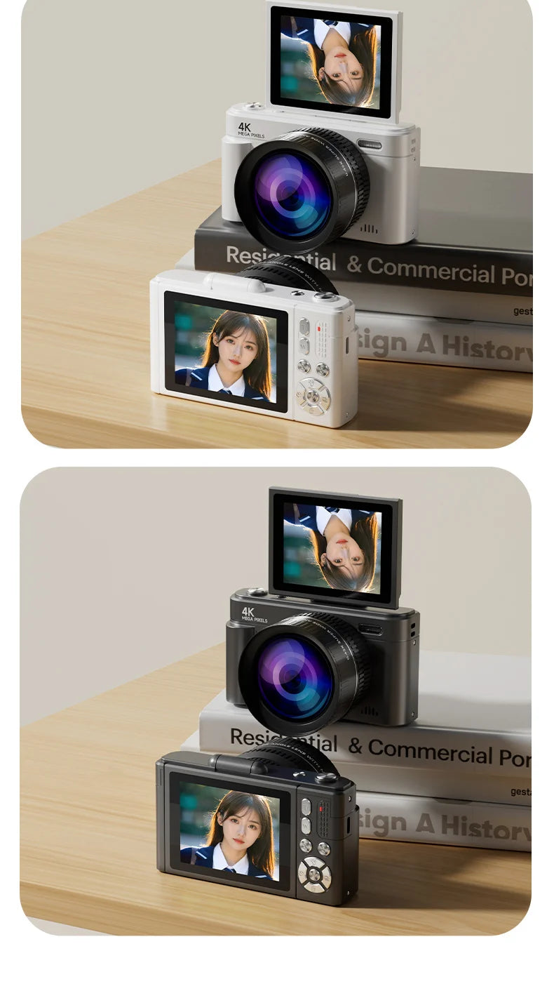4K 64MP Compact Digital Camera – 18X Zoom for Travel Vlogging and Photography