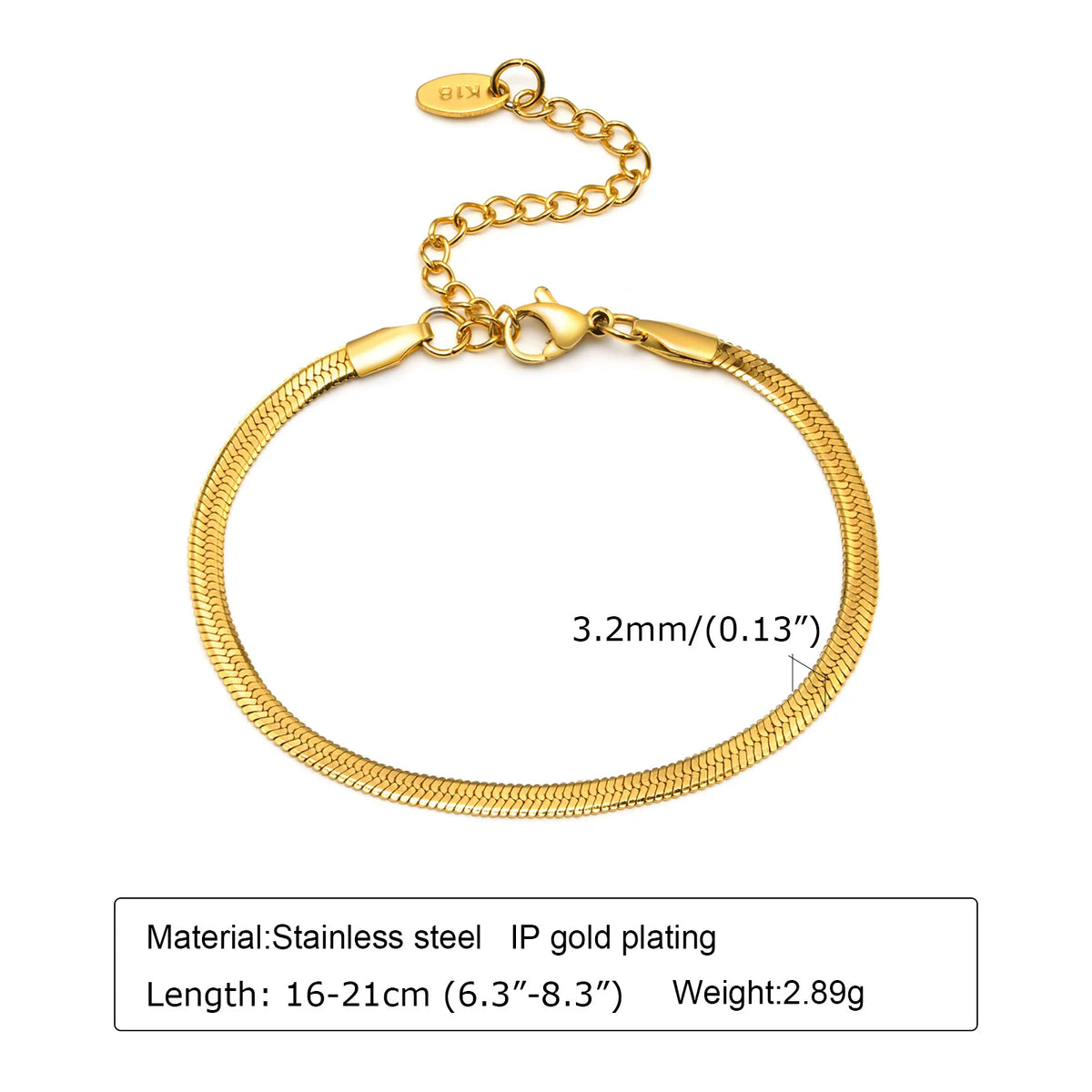 Gold Herringbone Chain Bracelet – Waterproof Stainless Steel for Women