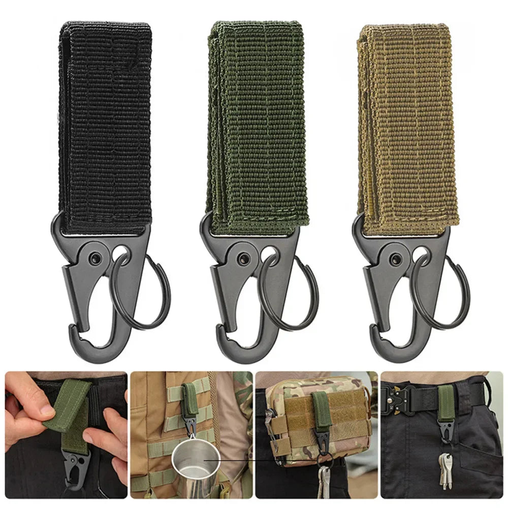 Tactical Nylon Webbing Carabiner – Heavy Duty Keychain for Outdoor Camping