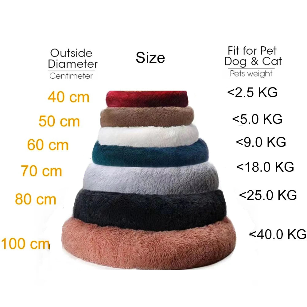Plush Donut Dog Bed – Large Round Fluffy Kennel for Winter Pet Comfort