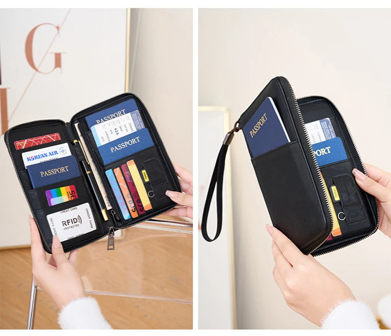 RFID Leather Passport Wallet – Anti-Theft Card Holder for Travel