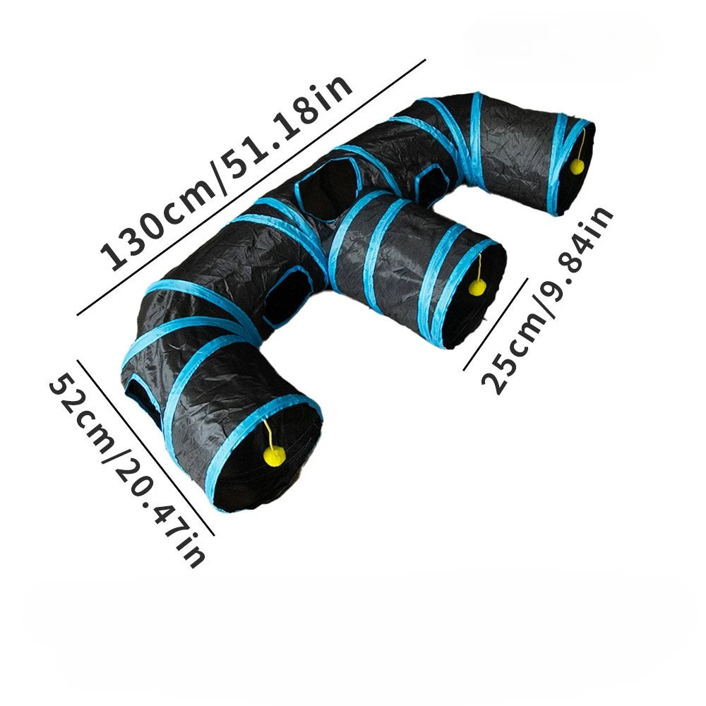 Foldable Rainbow Pet Tunnel – Multi-Exit Interactive Toy for Active Cats