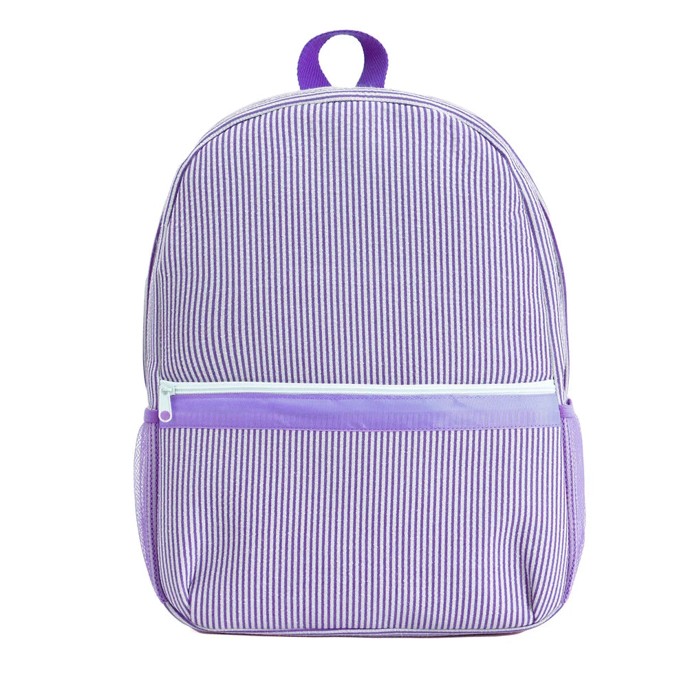 Seersucker Striped Backpack – Classic Kids Book Bag for Preschool