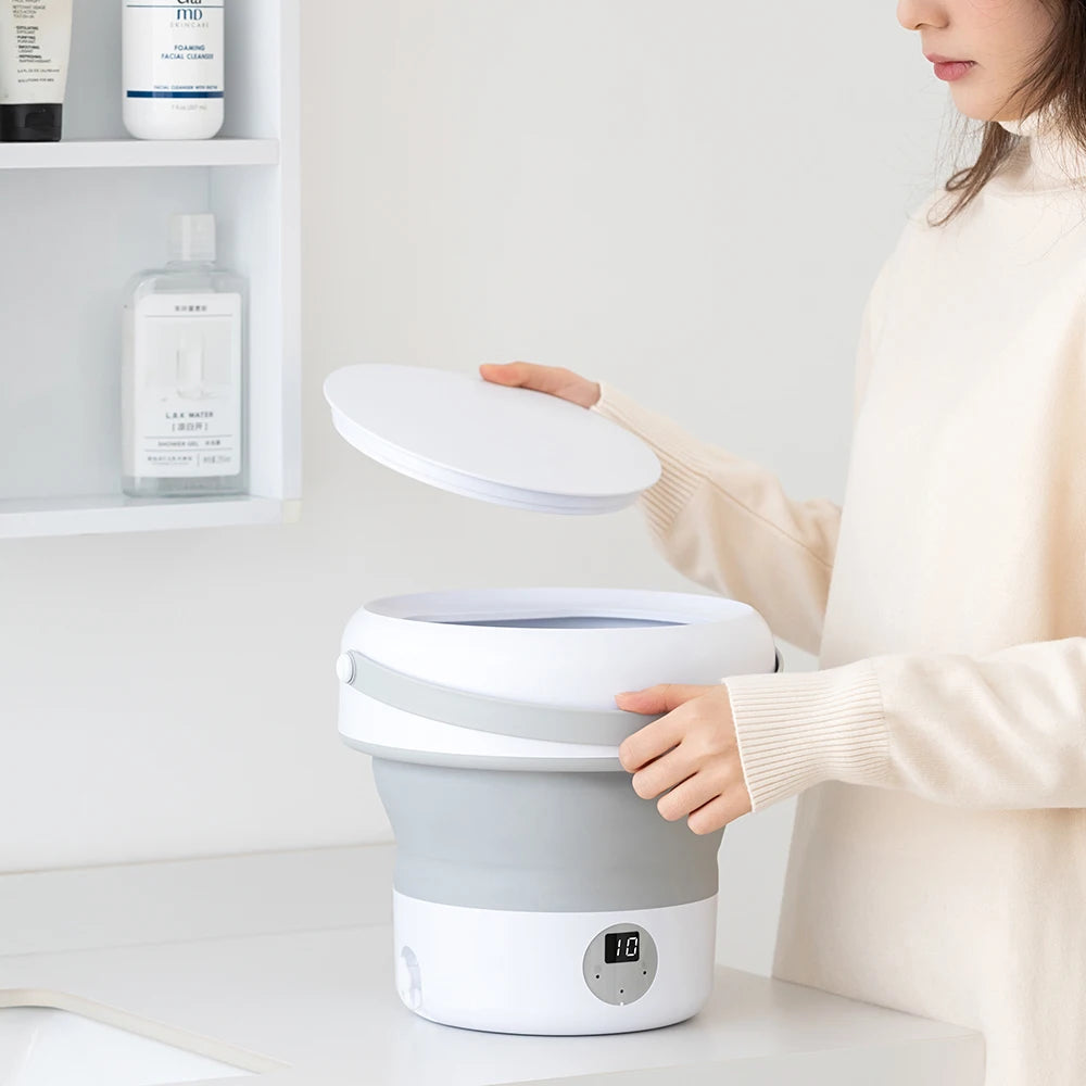 Portable Folding Washing Machine – Ultrasonic Mini Washer for Travel and Home