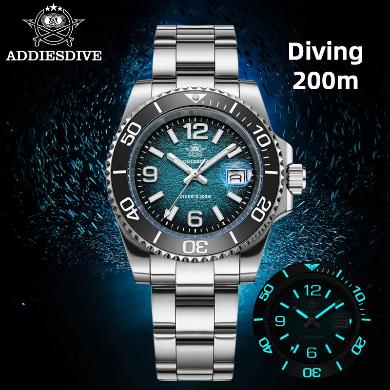 ADDIESDIVE 41mm Men's Diving Watch – Stainless Steel Quartz for Scuba Diving