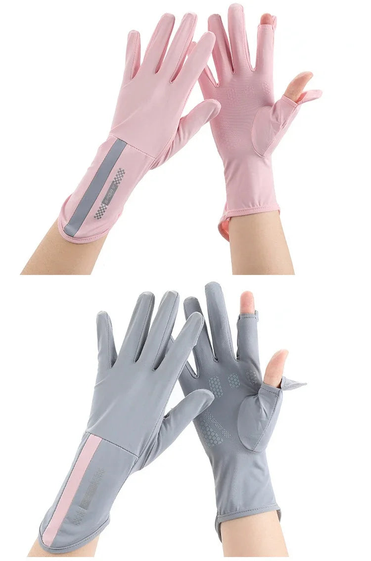 Ice Silk Sunscreen Gloves – UV Protection for Driving and Outdoor Cycling