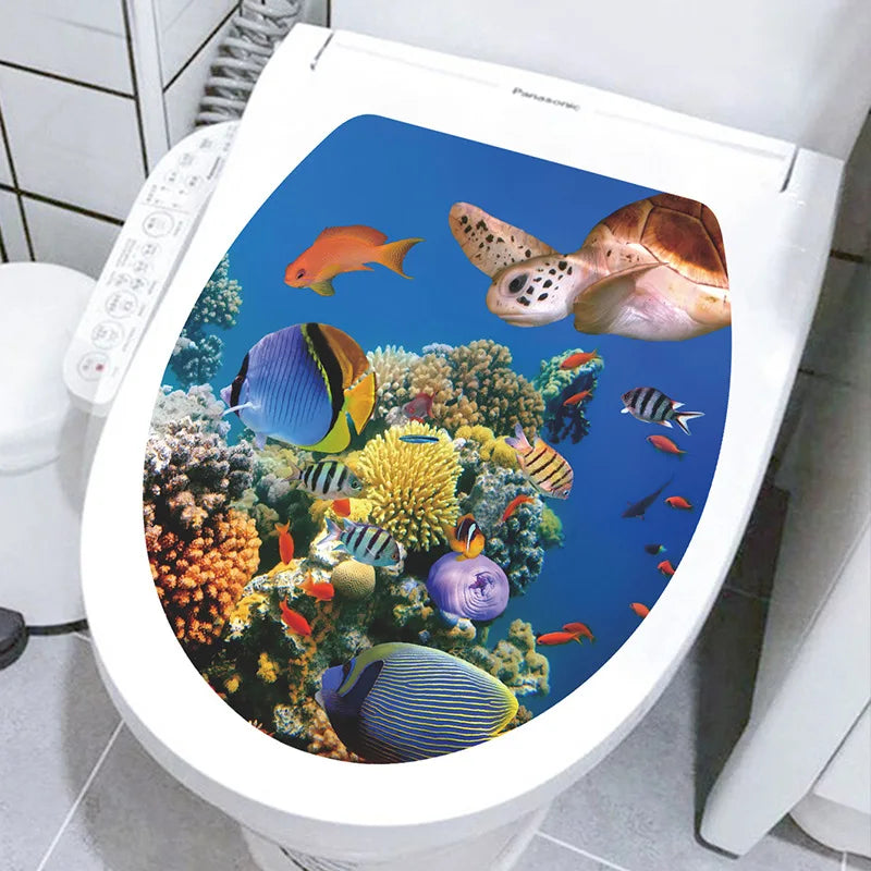 Decorative Toilet Seat Decal – Underwater Sea Shell Art for Bathroom Decor