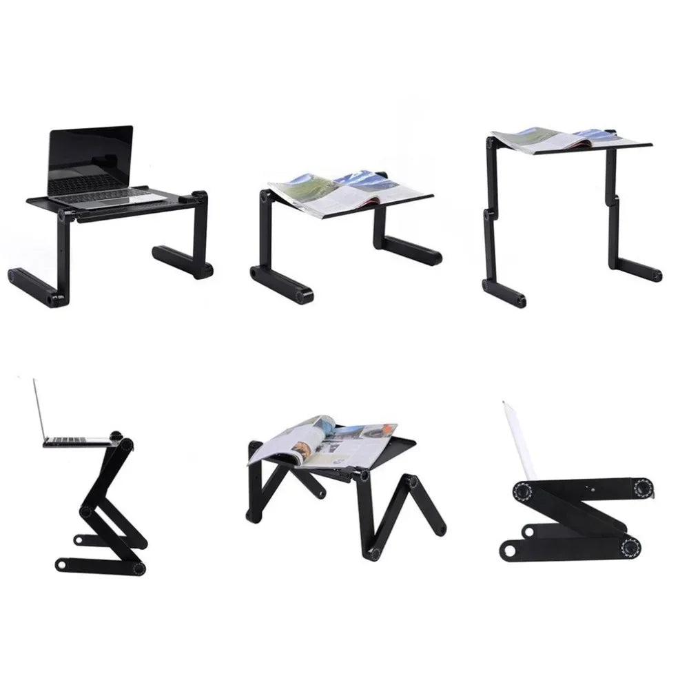 Aluminum Laptop Cooling Stand – Foldable Notebook Tray for Bed Office Desk