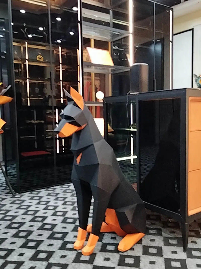 Doberman 3D Papercraft Sculpture – DIY Animal Model for Home Decor