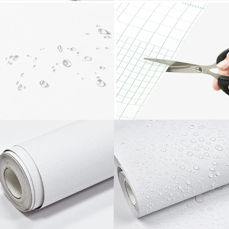 Matte White Vinyl Wallpaper – Waterproof Self-Adhesive Film for Home Decor